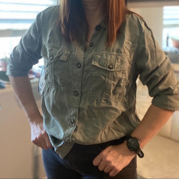 Topshop Pocket Detail Button Down Shirt - size US 10 - Picture 2 of 7